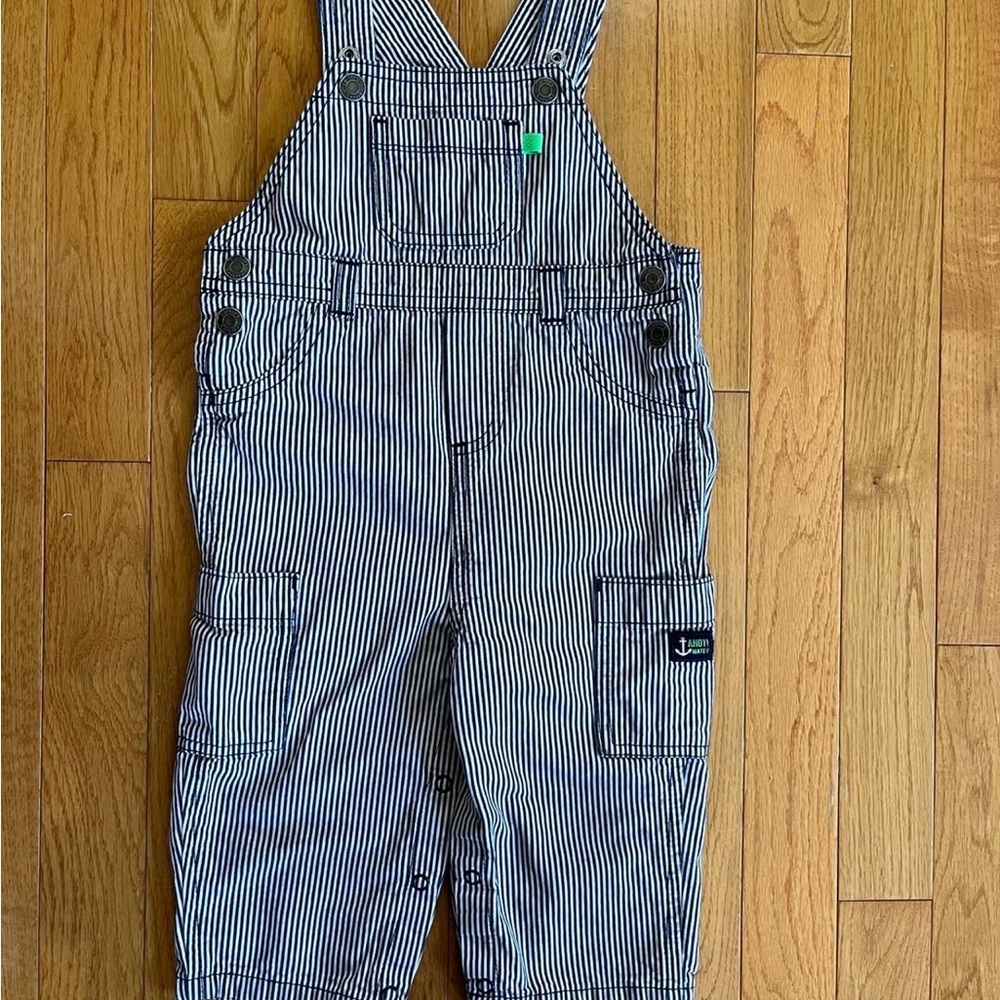 Carter's Navy and White Striped Overalls
